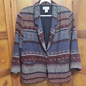 Vintage 90's Wool Aztec Western Blazer